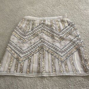 Anthropologie Metallic Chevron Mini Skirt